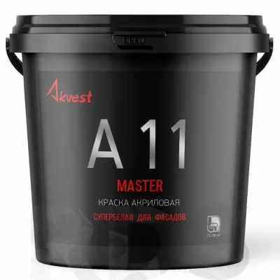 Краска акриловая супербелая для фасадов Аквест-11, 14 кг
