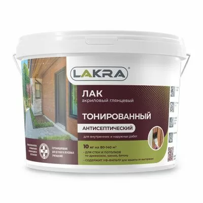 Лак тонированный акриловый с уф-фильтром сосна 10 кг Лакра